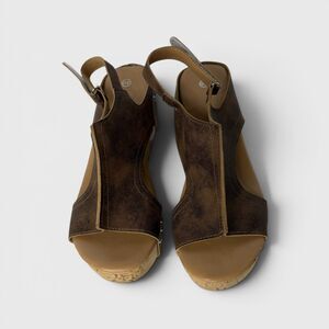 Women's Studded Cork-Look Wedge Sandals Size EU40/US9